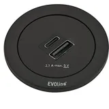 EVOline One Einbausteckdose mit USB-A / USB-C Charger, schwarz,