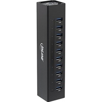 InLine USB 3.0 Hub, 10 Port, Aluminiumgehäuse, schwarz, mit 4A Netzteil
