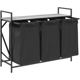 vidaXL Wäschekorb 3 Fächer mit Ablage Grau Sonoma