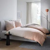Bugatti Bettwäsche 155x220 cm - 100% Baumwolle, Reißverschluss, anschmiegsam, weich & waschbar, Satinbettwäsche orange gestreift