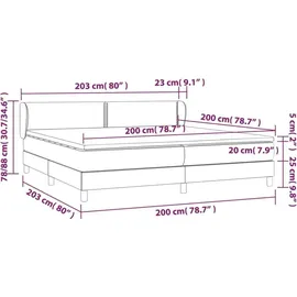 vidaXL Boxspringbett 200 x 200 cm Dunkelgrau