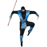 Boland 83559 - Kostüm Ninja Royal, mehrteilig, Kapuze, Shirt, Wappenrock, Arm- und Beinschienen und Hose, Größe 54 - 56, Blau-Schwarz