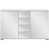 WIMEX Livetastic Kommode, Weiß, Holzwerkstoff, 2 Fächer, 4 Schubladen 130x83x41 cm, Beimöbel erhältlich, Wohnzimmer, Kommoden, Kommoden