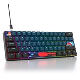 SOLIDEE mechanische gaming tastatur 60 prozent,61 Tasten kompakte mechanische tastatur RGB Hintergrundbeleuchtung,60 prozent tastatur mechanisch QWERTY,Roter Schalter für Win/Mac PC Laptop(61 Monstor)