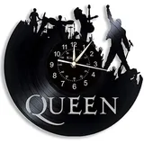 Smotly The Queen Rock Music Band Vinyl Wanduhr, LED 7 Farben Nachtlampe Retro Wanduhr, Wohnzimmer, Küche, einzigartige Geschenke, handgefertigte Heim-Wanddekoration (ohne Licht/Gift: Hook+Gift Bag)