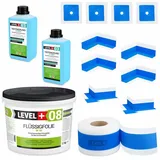LEVEL PLUS Dichtset für Duschabdichtung 12 kg Flüssigfolie Dichtband 20 m Tiefengrund 2 L