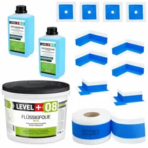 LEVEL PLUS Dichtset für Duschabdichtung 12 kg Flüssigfolie Dichtband 20 m Tiefengrund 2 L