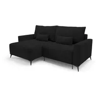 Deine Möbel 24 Wohnlandschaft LOCA L 239 cm breit Ecksofa Sofa Wohnzimmer L-Couch Cord Samt, Beige Creme Grau Hellgrau Anthrazit Schwarz 2 Teile, mit Schlaffunktion Bettfunktion schwarz