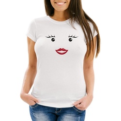 MoonWorks Print-Shirt Damen T-Shirt Milch und Schokolade Kostüm Parnterkostüm Pärchen Kostüm Fasching Karneval Moonworks® mit Print weiß XS