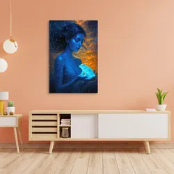 queence Acrylglasbild »Regenzauber«, Bilder von Frauen-Fantasy-Frau-Gemälde-Sterne-Kunst, (1 St.), Knallige, tolle Farben auf hochwertigem Acrylglas gedruckt queence Farbe Bild(er): bunt