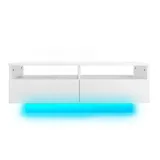 HAUSS SPLOE Couchtisch Hochglanz Couchtisch mit 2 Schubladen, 16 Farben LED Lichter weiß, mit 2 Schubladen,16 Farben LED Lichter,USB,90*55*35cm weiß