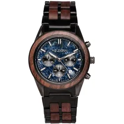 Holzkern Herren-Chronograph Quarz Space Dust Walnuss/Marmor