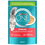 PURINA ONE STERILCAT ADULT KATZENFUTTER NASSFUTTER TRUTHAHN & GR. BOHNEN 26x85g