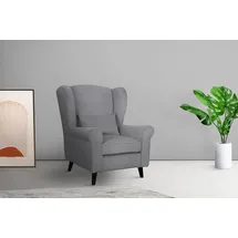 Home Affaire Sessel Ohrensessel CHISTELLE, wahlweise mit Polsterhocker, mit Wellenunterfederung, Maße: B/T/H: 81/87/99 cm grau