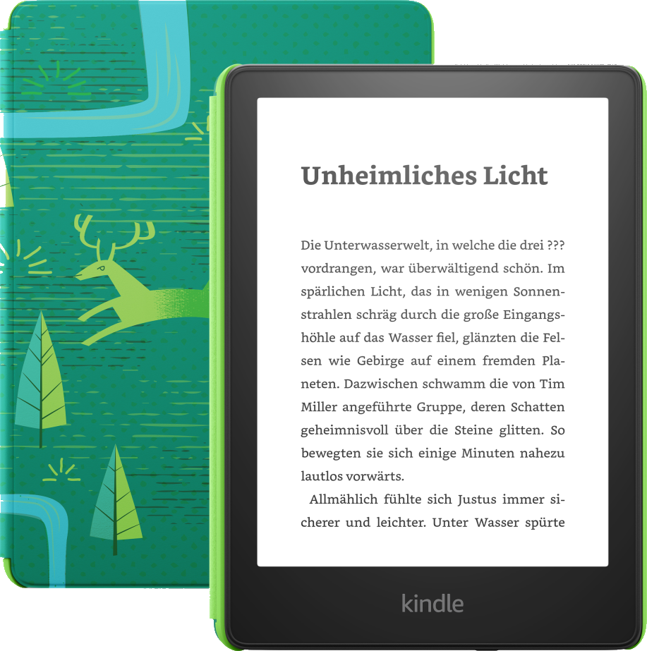 Amazon Kindle Paperwhite Kids 16 GB, 6,8 Zoll 2023 Juwelenwald – Mit über 1.000 Kinderbüchern, kindgerechter Hülle und 2 Jahren Sorglos-Garantie