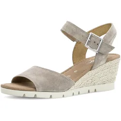 Keilsandalette GABOR "TUNIS", Damen, Gr. 41, beige, Veloursleder, unifarben, klassisch, Schuhe, Sommerschuh, Riemchensandale in Schuhweite G (weit)