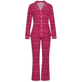 LASCANA Damen Pyjama rot gemustert Gr.32/34