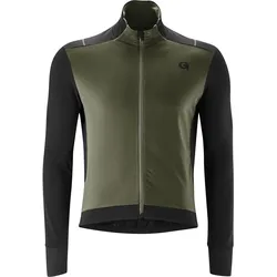 Radtrikot GONSO "BAVELLA", Herren, Gr. XXXL, grün (olivgrün), 87% Polyester; 13% Elasthan, hoch geschlossener Ausschnitt, Langarm, Trikots, Herren langarm Fahrradtrikot mit effizienter Wärmeisolierung