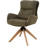 Livetastic Armlehnstuhl, Grün, Holz, Metall, Textil, Eiche, Pappel, massiv, Sperrholz, Flachrohr, 60x91x72 cm, Sitzfläche 360° drehbar, Esszimmer, Stühle, Esszimmerstühle, Armlehnenstühle