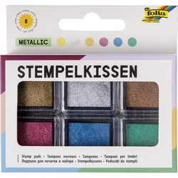 folia Stempelkissen 6x 2,4 x 2,4 cm gold, silber, kupfer, rot, blau, grün