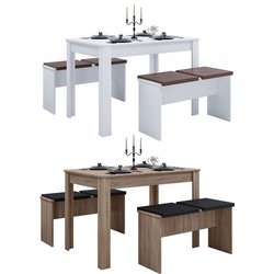 VCM Essgruppe »Holz Essgruppe Tischgruppe Tisch Bänke Esal XL« weiß