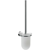 Emco Rondo 2 Toilettenbürsten-Garnitur, Glas satiniert-Chrom, Toilettenbürste mit Bürstenhalter,
