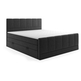 Möbel Punkt Boxspringbett LONDON mit Bettkasten 180x200cm Webstoff Schwarz Bett Bettkasten - Schwarz