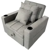 Ausziehbarer Schlafsessel mit verstellbarer Rückenlehne mit Kissen, Becherhalter & Seitentasche