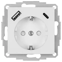 TRIARTIS Kombi-Steckdose 1 x USB-A + 1 x USB-C Gesamtleistung max. 3,4A Zentralplatte 55 x 55 reinweiß