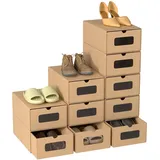 Hebitod 20x Schuhboxen mit Sichtfenster Schuhaufbewahrung Aufbewahrungsbox Stapelbar Storage Box Schuhbox Schuhkarton Schuhschachtel Allzweckbox Braun - Braun