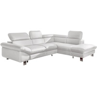 Mivano Ecksofa Driver in modernem Design / Ledersofa in L-Form mit Ottomane rechts / Inkl. verstellbare Kopfstützen / 266 x 73 x 214 / Kunstleder weiß