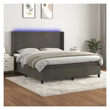 vidaXL Boxspringbett mit Matratze & LED Dunkelgrau 180x200 cm Samt