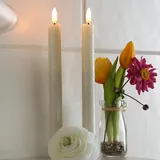 MARELIDA LED Stabkerzen Tafelkerzen Spitzkerzen rustikal 25cm creme