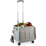 Relaxdays Einkaufstrolley Treppensteiger grau/schwarz/weiß 47 x 20 x 47 cm
