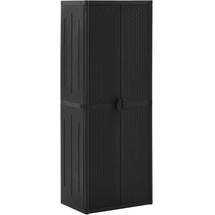vidaXL Gartenschrank 0,65 x 0,45 x 1,72 m PP Rattan schwarz