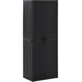 vidaXL Gartenschrank 0,65 x 0,45 x 1,72 m PP Rattan schwarz