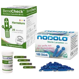 BENECHECK Harnsäure Teststreifen und Lanzetten 25 St.