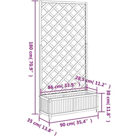 vidaXL Pflanzkübel mit Spalier 35 x 35 x 180 cm Grau