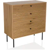 hjh LIVING Kommode mit 4 Schubladen Eiche LINNO K 80x40x85 cm Schubladenkommode Schrank im Industrial-Stil, viel Stauraum