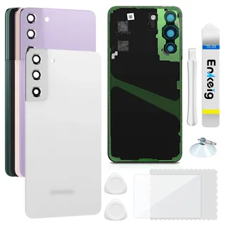 Enkeig Backcover Ersatzkit Akkudeckel für Samsung Galaxy S22 5G S901 rückseite beinhaltet Rückglas Reparatur Rückabdeckung Rückglasplatte Werkzeuge (Weiß)