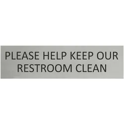 CombiCraft Aluminium Türschild Please Help Keep Our Restroom Clean 165x45mm mit 3M-Tape