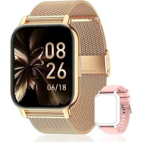 JUNG POPGlory Smartwatch Damen & Herren Fitnessuhr, mit Bluetooth Smartwatch (4,69 cm/1,85 Zoll) mit Telefon Funktion, 100+ Trainingsmodi