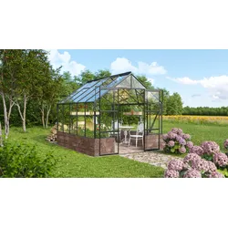 Vitavia Gewächshaus Cassandra 8300 inkl. Sockelmauer - 8,3 m2 Sockel Herbstlaub, schwarz