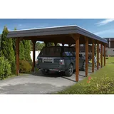 SKANHOLZ Carport Spreewald 3,96 x 8,93 m nussbaum mit EPDM-Dach