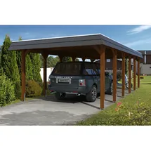 SKANHOLZ Carport Spreewald 3,96 x 8,93 m nussbaum mit EPDM-Dach