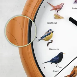 EasyMaxx Wanduhr 25,00 cm 12 Singvogelgesang beige/braun/weiß