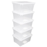 Spetebo Kunststoff Aufbewahrungsbox transparent 1,8 Liter - 5er Set - Klarsicht Universal Box 20 x 15 cm