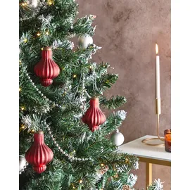 Beliani Weihnachtskugel 8er Set Glas rot