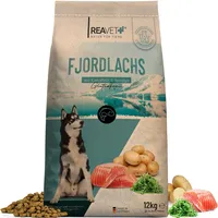 REAVET Natur Hundefutter Trocken Fjordlachs 12kg – 100% Natürlich Trockenfutter Hund, Getreidefrei für Allergiker, Hunde Trockenfutter, Natur o...