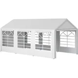 Outsunny Pavillon Partyzelt Garten Festzelt Gartenpavillon mit 4 Seitenwänden Fenster Polyester+Metall Weiß 3x6m   Aosom